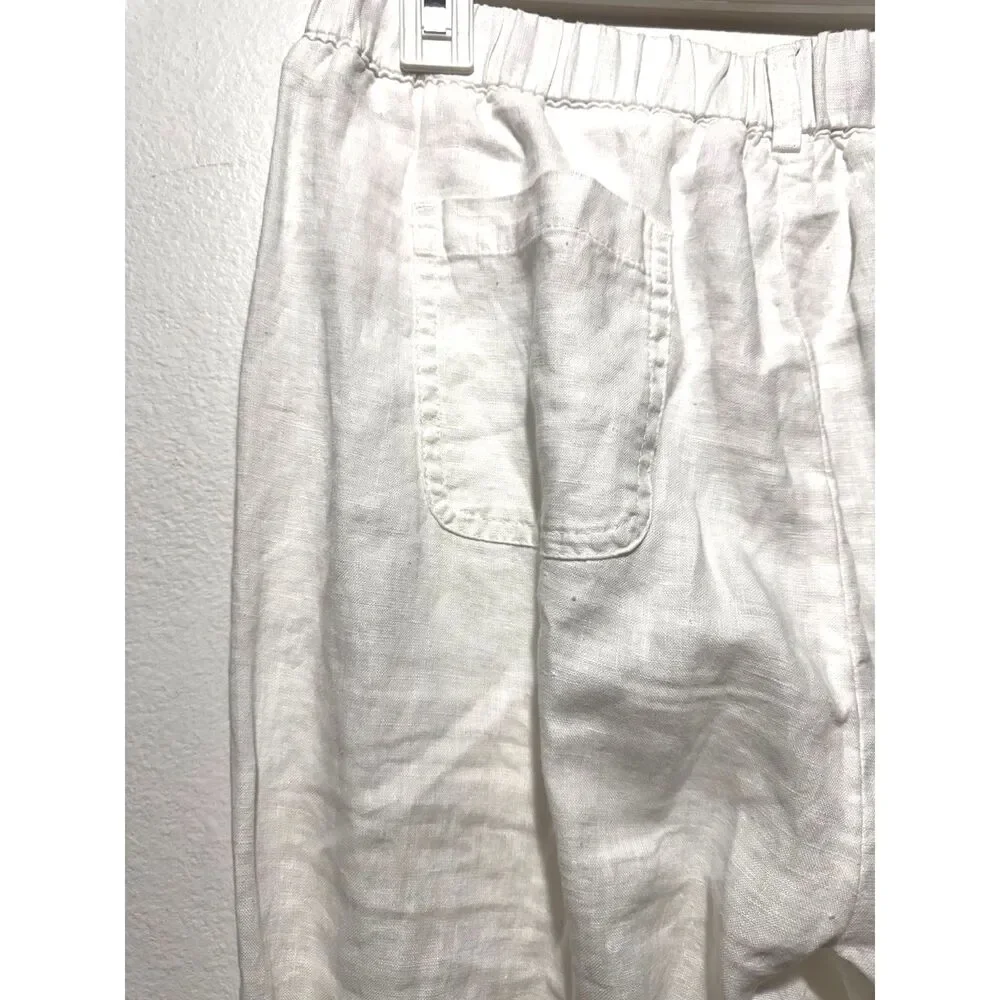 Quince 100% linen pull on pants beach spring summer vacation resort wear women S